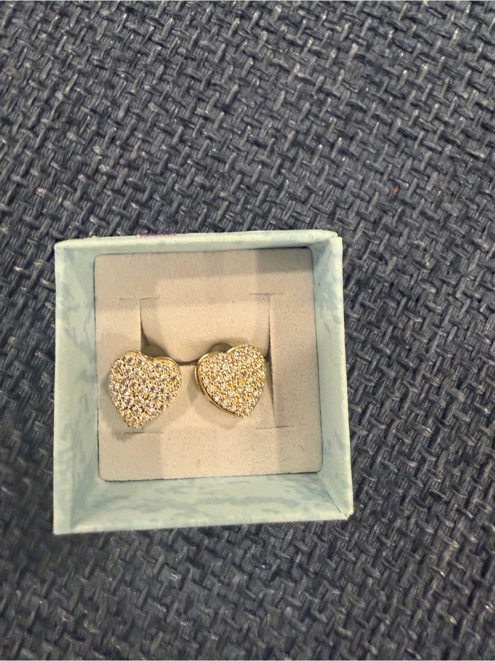 Gold Heart Pave Stud Earrings - Women Jewelry